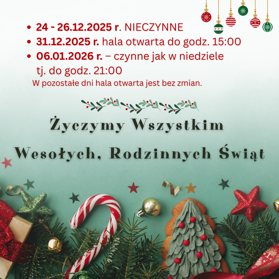 Otwarcie hali w okresie Świąt Bożego Narodzenia